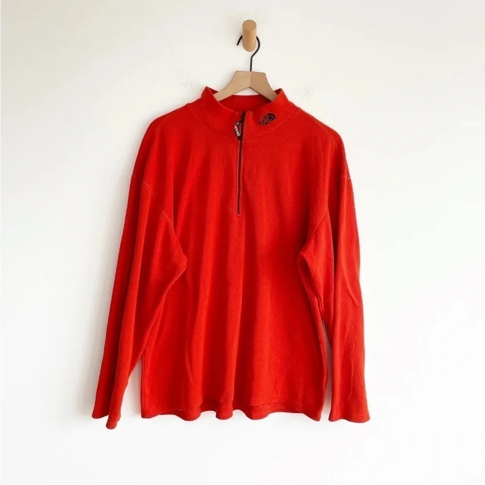 The North Face Men's 1/4 Zip Mock Neck Pullover Sweater Orange XL